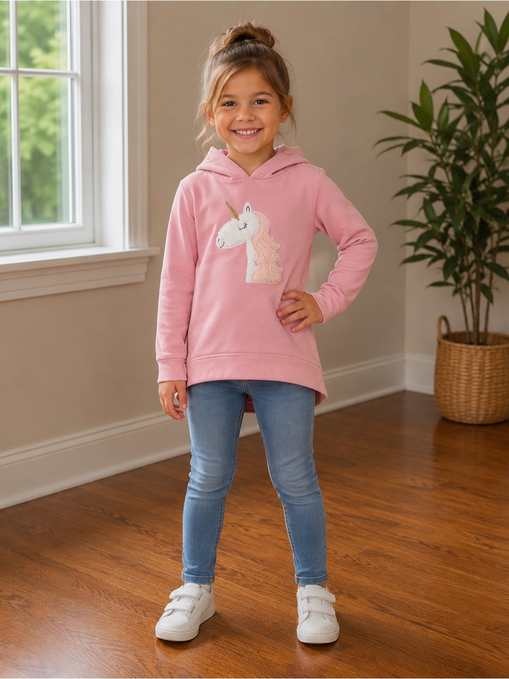 btween Pink Unicorn Hoodie Sweatshirt for Girls